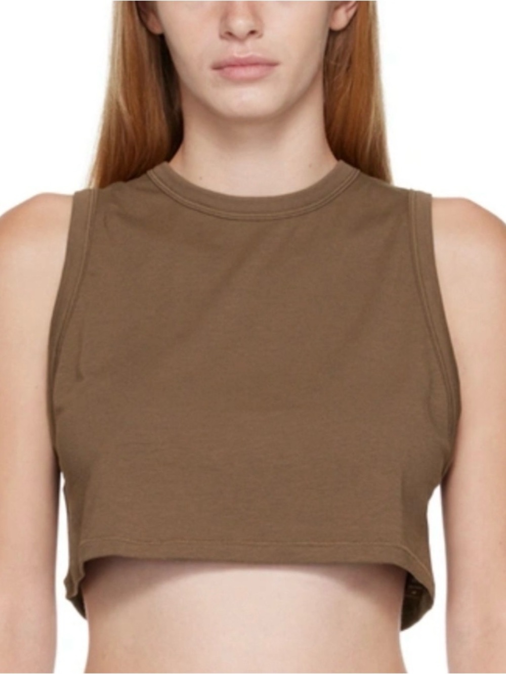 SKIMS Boyfriend Sleep Cropped Tank Top in Brown